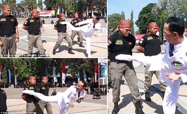 Dunia Soroti `Tendangan Kungfu` Walikota Mataram Uji Fisik Personel Satpol PP